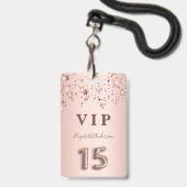 キンセアニェラバラ金ゴールドピンク星パーティー バッジ (Front with Lanyard)