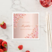 キンセアニェラバラ金ゴールドピンク花模様植物 スタンダードカクテルナプキン (インサイチュ)