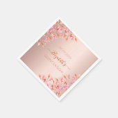 キンセアニェラバラ金ゴールドピンク花模様植物 スタンダードカクテルナプキン (角)