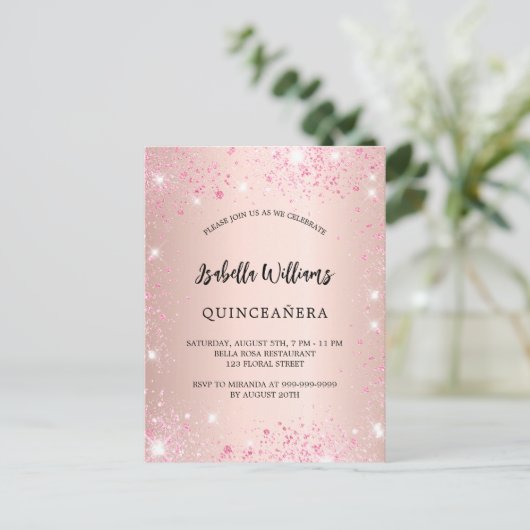 キンセアニェラバラ金ゴールドピンク インビテーションポストカード (スタンド正面)