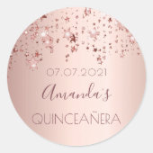 キンセアニェラバラ金ゴールド光沢のある星の輝き ラウンドシール (正面)