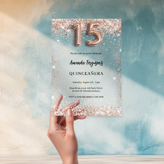 キンセアニェラバラ金ゴールド澄んパーティー アクリル招待状