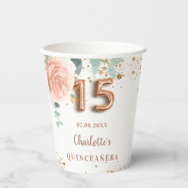 キンセアニェラバラ金ゴールド花模様グリッター 紙コップ