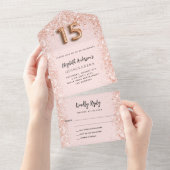 キンセアニェラバラ金ゴールド赤面スパークルパーティーRsvp オールインワン招待状 (貼ってはがせる)