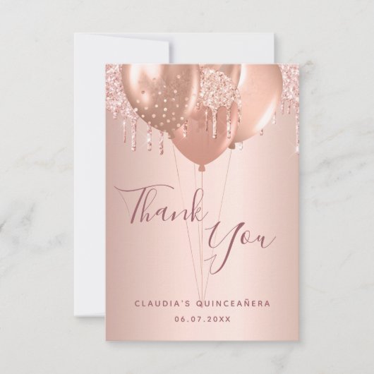 キンセアニェラバラ金ゴールド赤面乾燥バルーン サンキューカード (正面)