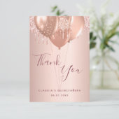 キンセアニェラバラ金ゴールド赤面乾燥バルーン サンキューカード (スタンド正面)