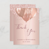 キンセアニェラバラ金ゴールド赤面乾燥バルーン サンキューカード (正面/裏面)