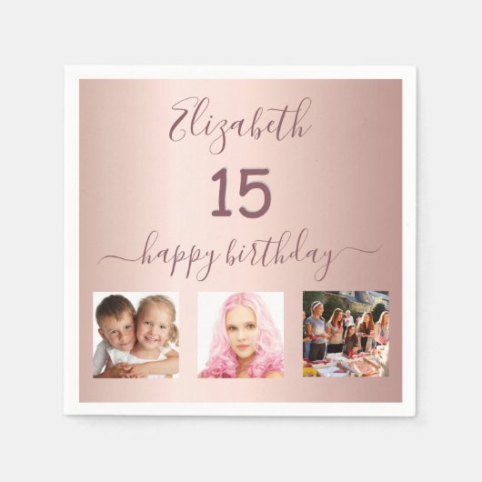 キンセアニェラバラ金ゴールド赤面写真名 スタンダードカクテルナプキン (正面)