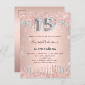 キンセアニェラバラ金ゴールド銀ドリップ インビテーションポストカード (正面/裏面)