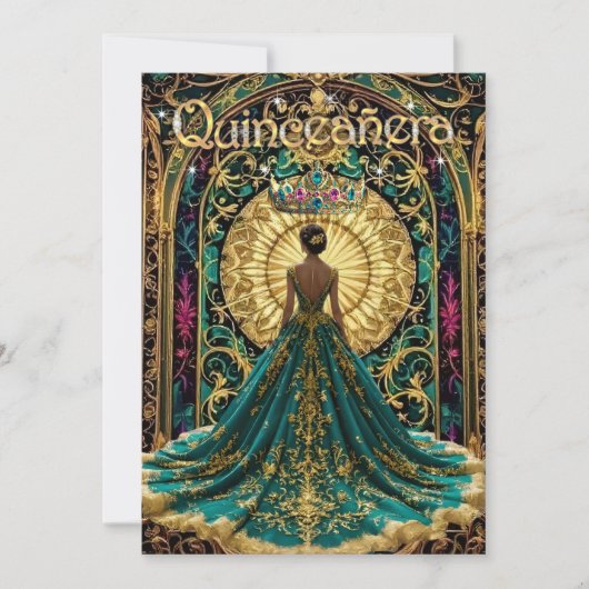 キンセアニェラバースデーパーティーエキゾチックティール（緑がかった色）ピンク 招待状 (正面)