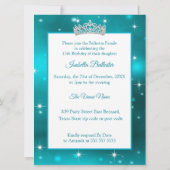 キンセアニェラバースデーパーティーティール（緑がかった色）シルバードレスティアラ 招待状 (裏面)