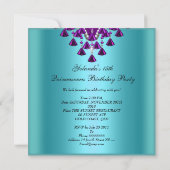 キンセアニェラバースデーパーティーパープルティール（緑がかった色）ブルー 招待状 (裏面)
