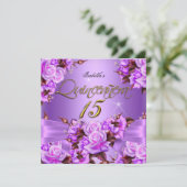 キンセアニェラバースデーパーティーパープルピンクローズボウ 招待状 (スタンド正面)