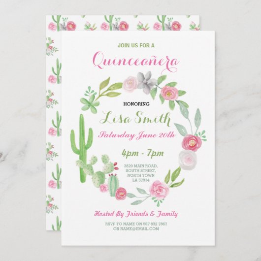 キンセアニェラバースデーパーティーフィエスタサクトス招待状15 招待状 (正面/裏面)