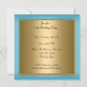 キンセアニェラバースデーパーティーブルー金ゴールドホワイトティアラ 招待状 (裏面)