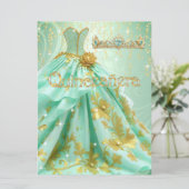 キンセアニェラバースデーパーティーミントグリーン金ゴールドドレス 招待状 (スタンド正面)