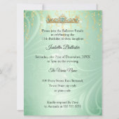 キンセアニェラバースデーパーティーミントグリーン金ゴールドドレス 招待状 (裏面)