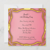 キンセアニェラバースデーパーティー金ゴールドとサーモン 招待状 (裏面)