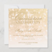 キンセアニェラバースデーパーティー金ゴールドスパークルライト 招待状 (正面)