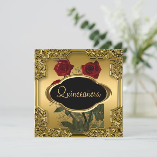 キンセアニェラバースデーパーティー金ゴールド 招待状 (スタンド正面)