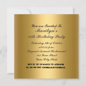 キンセアニェラバースデーパーティー金ゴールド 招待状 (裏面)