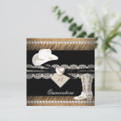 キンセアニェラバ素朴ラップ女性のカーボーイハットブーツパーティー 招待状 (スタンド正面)