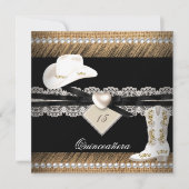 キンセアニェラバ素朴ラップ女性のカーボーイハットブーツパーティー 招待状 (正面)