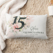 キンセアニェラパーソナライズされたピンクフローラ15誕生日 ランバークッション (ブランケット)
