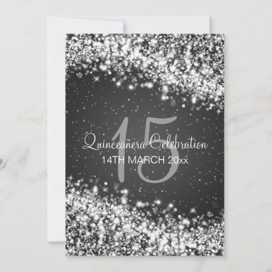 キンセアニェラパーティーきらめくウェーブブラック 招待状 (正面)