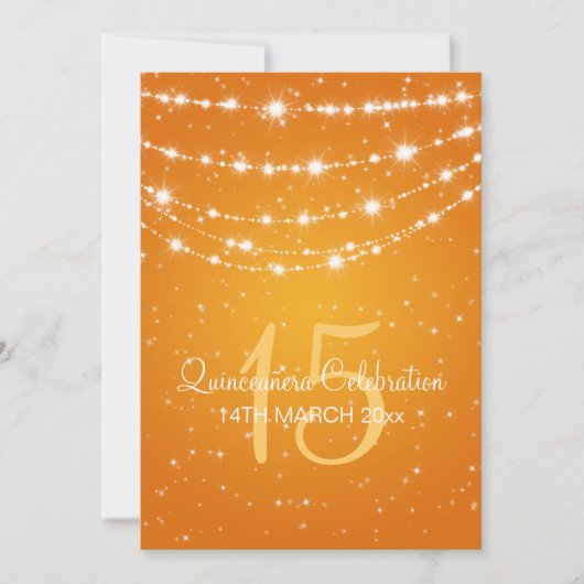 キンセアニェラパーティーきらめくチェーンオレンジ 招待状 (正面)