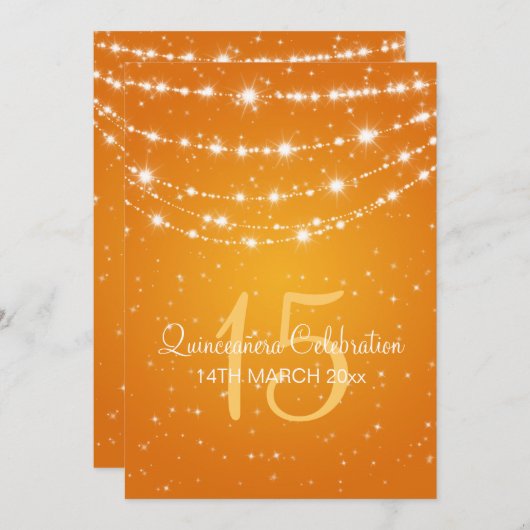 キンセアニェラパーティーきらめくチェーンオレンジ 招待状 (正面/裏面)