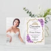 キンセアニェラパーティーと写真 – 白金ゴールド紫 招待状 (スタンド正面)