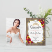 キンセアニェラパーティーと写真 – 素朴 Wood 招待状 (スタンド正面)