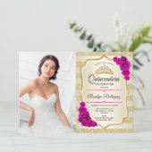 キンセアニェラパーティーと写真 – 金ゴールドピンク 招待状 (スタンド正面)
