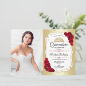 キンセアニェラパーティーと写真 – 金ゴールド白赤 招待状 (スタンド正面)