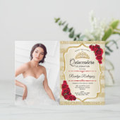キンセアニェラパーティーと写真 – 金ゴールド 招待状 (スタンド正面)