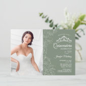キンセアニェラパーティーと写真 – Sage Greenフローラ 招待状 (スタンド正面)