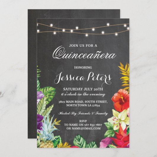 キンセアニェラパーティーアロハトロピカルライト招待状15 招待状 (正面/裏面)