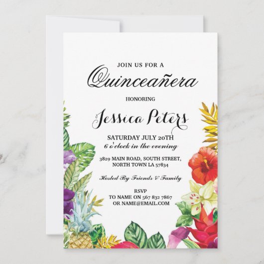 キンセアニェラパーティーアロハトロピカルルアウ（ハワイ式宴会）ティキ招待状 招待状 (正面)