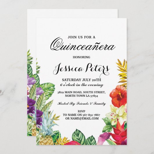 キンセアニェラパーティーアロハトロピカルルアウ（ハワイ式宴会）ティキ招待状 招待状 (正面/裏面)