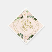 キンセアニェラパーティーゴールドフォイル赤面ピンクフローラ スタンダードカクテルナプキン (角)