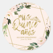 キンセアニェラパーティーゴールドフォイル赤面ピンクフローラ ラウンドシール (正面)