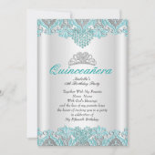 キンセアニェラパーティーティール（緑がかった色）ブルーハートレースティアラ2 招待状 (正面)