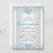 キンセアニェラパーティーティール（緑がかった色）ブルーハートレースティアラ 招待状 (正面)