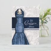 キンセアニェラパーティーネイビーブルー&ホワイトローズ 招待状 (スタンド正面)