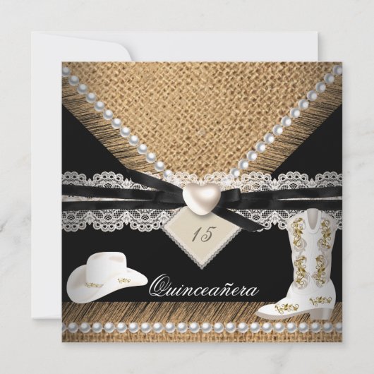 キンセアニェラパーティーバ素朴ーラップ女性のカーボーイハットブーツ 招待状 (正面)