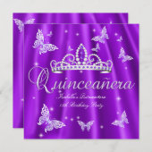 キンセアニェラパーティーパープルティアラバタフライ 招待状 (正面/裏面)