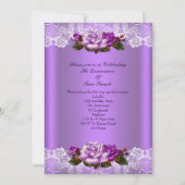 キンセアニェラパーティーパープルピンクローズホワイトレース 招待状 (裏面)
