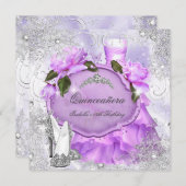 キンセアニェラパーティーパープル薄紫バラスノーフレーク 招待状 (正面/裏面)