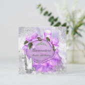 キンセアニェラパーティーパープル薄紫バラスノーフレーク 招待状 (スタンド正面)
